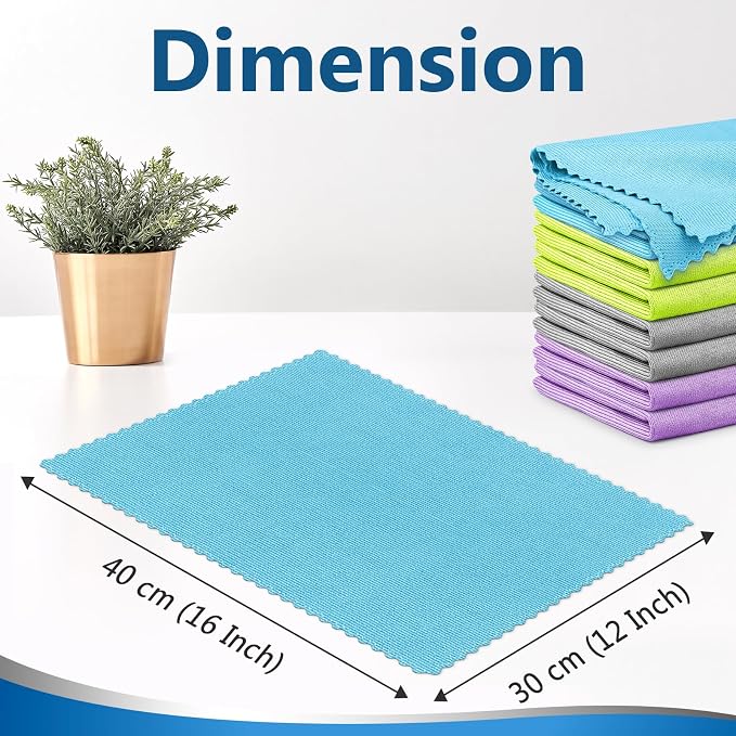 Airlab Glass Polishing Streak Free Miracle Cleaning Cloth, Multicolor | Lint Free Microfiber Cleaning Rags for Glasses Kitchen Dish Mirrors Easy Clean, 16 x 12 Inches, Pack of 8