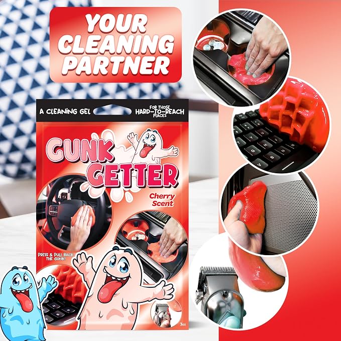 Car Cleaning Gel 12 Pack for Those Hard to Reach Places, Automotive Cup Holder Electronic Keyboard Office, Slime Gel Cleaner Dust Crumb Removal (Cherry, 12 Pack)