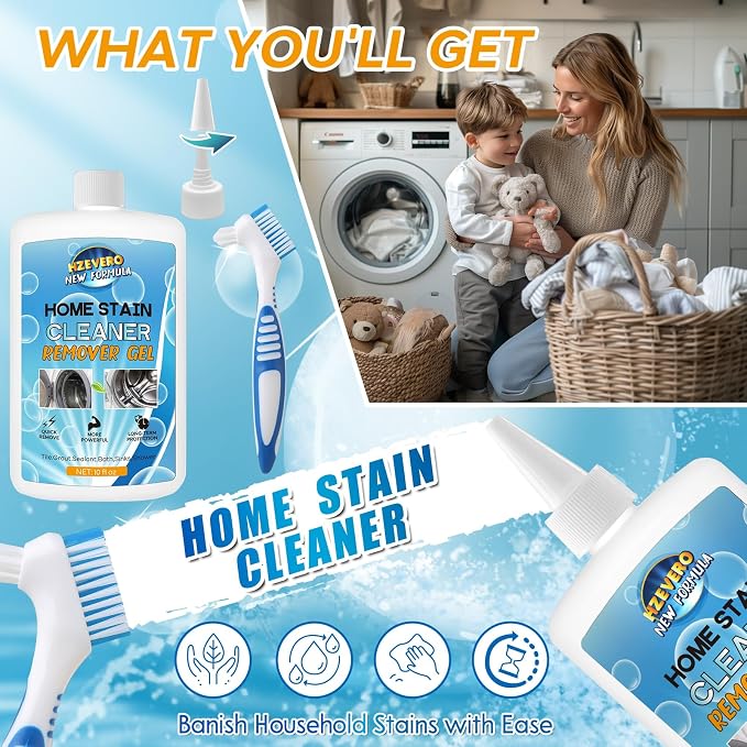 Mold Stain Remover Gel, Washing Machine Cleaner for Front Loader Washer Gasket Rubber Seal Home Stain Removal Gel for Grout, Caulk, Shower, Bathroom, Refrigerator, Bathtub Cleaning Solution 10 Fl Oz