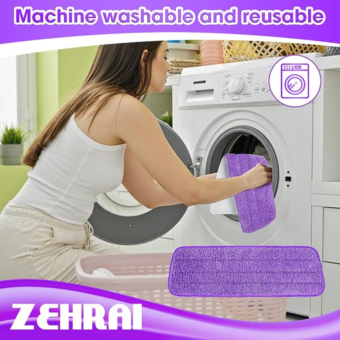 Microfiber Mop Pads 6 Pack for Swiffer PowerMop 13-16 Inch Washable | Machine washable replacement pads for wet & dry cleaning on hardwood, tile and other sealed hard floors.