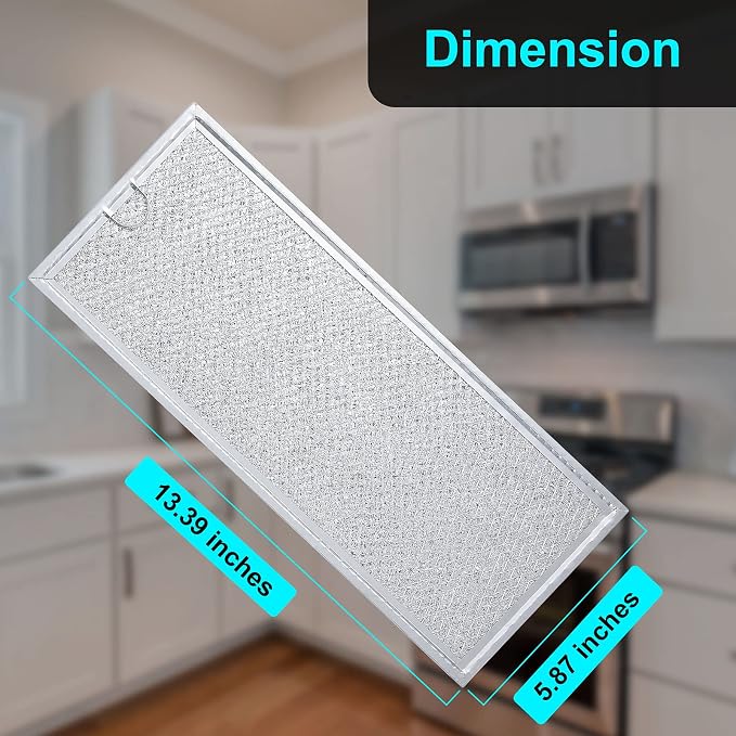 Microwave Grease Filter Replacement for GE WB06X10596, Samsung, Whirlpool, 13 3/8" x 5 7/8", 2 Pack