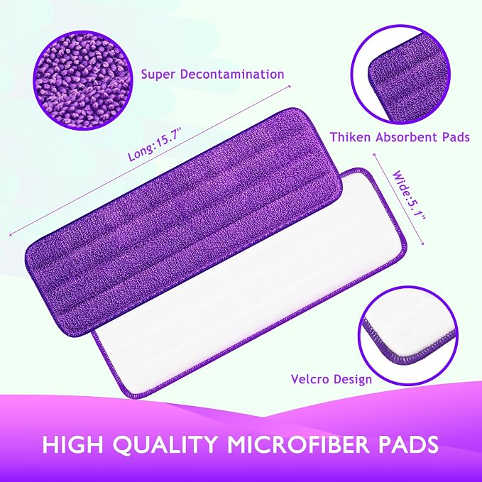 Reusable Power Mop Refills Pads Compatible with Swiffer PowerMop | Microfiber Power Mop Pads for 13 ''-15 '' Spray Mop, Washable Powermop Refill Pads for Multi-Surface Floor Cleaning, 4 Pack
