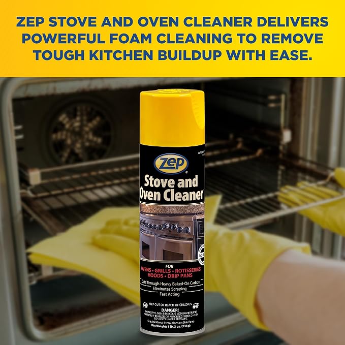 Zep Stove & Oven Cleaner 19 oz (2 Pack) + Blue Microfiber Rag | One 2-pack of 19 oz Zep Stove & Oven Cleaner plus one reusable blue microfiber rag for baked-on grease cleanup.