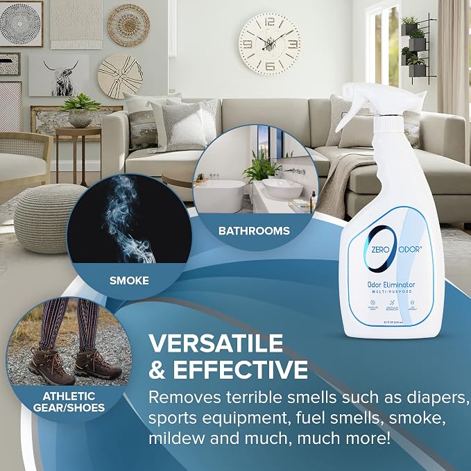 Zero Odor - Multi-Purpose Strong Odor Eliminator for Home, Office, Car, Bathroom, Hotel, Room Deodorizer, and Odor Neutralizer, 22Oz (Pack of 2)