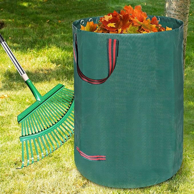 5-in-1 Garden Leaf Rake Tool Set ,53 inches Adjustable Leaf Rake with 2 Large Leaf Collector Bag,A Pair of Leaf Grabbers and A Pair of Work Gloves– Perfect for Yard Cleanup, Outdoor Gardening