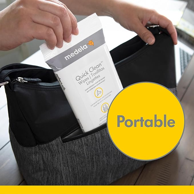 Medela Quick Clean Wipes for On-the-Go Cleaning of Breast Pumps, Accessories, and Various Surfaces, Plant-based, Resealable,1 Count (Pack of 360)