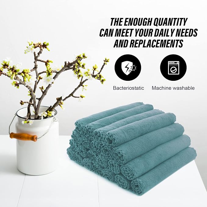 MOONQUEEN Ultra Soft Premium Washcloths Set - 12 x 12 inches - 72 Pack - Quick Drying - Highly Absorbent Coral Velvet Bathroom Wash Clothes (Teal)