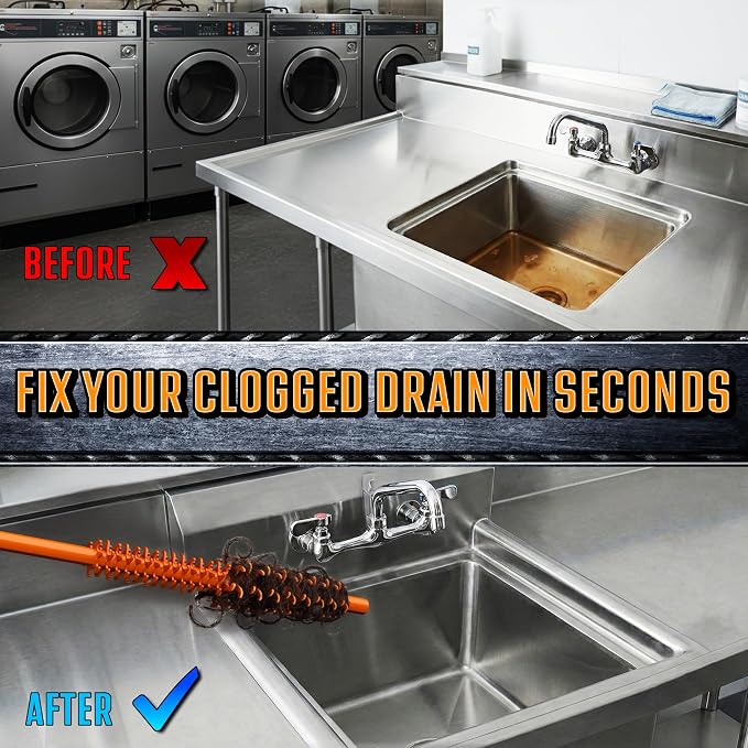 FlexiSnake Pro Drain Weasel Sink Snake Hair Clog Remover Tool, 10 Wands | Sink, Pipe, Bathroom, Bathtub Drain Cleaner, 18-inch Long, Flexible, Removable Handle, Made in The USA