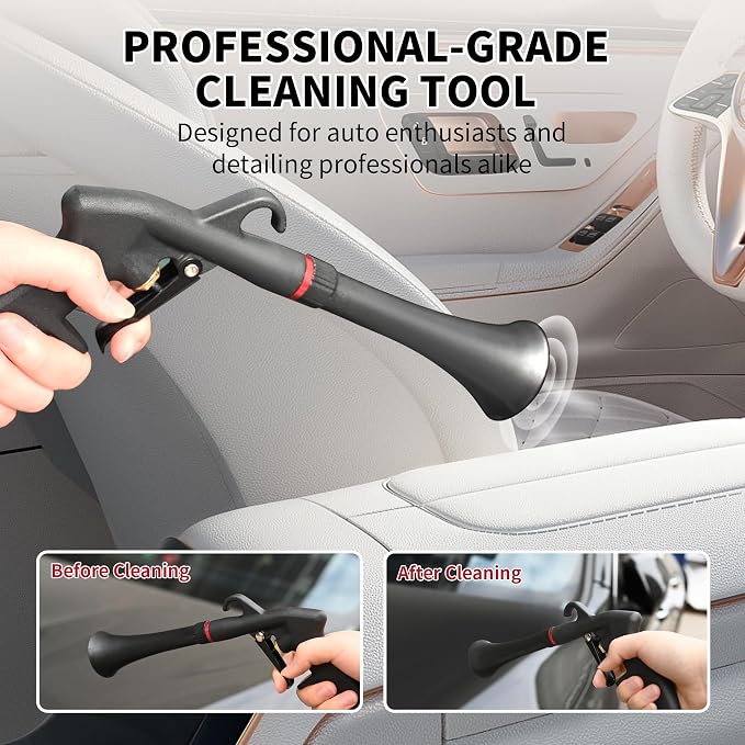 car Cleaning air Blow Gun Compressor Tools Accessories auto Detailing Supplies Interior attachments blowguns 4-piece kit Set - Uses Air Compressor - Blasts Dust, Dirt & Grime Fast