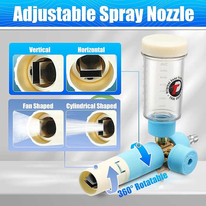 Tool Daily Mini Foam Cannon with Dual Connector, 5 Power Washer Tips | Original Soap Foam Cannon for Car Washing, 1/4" Quick Connect, 3600 PSI