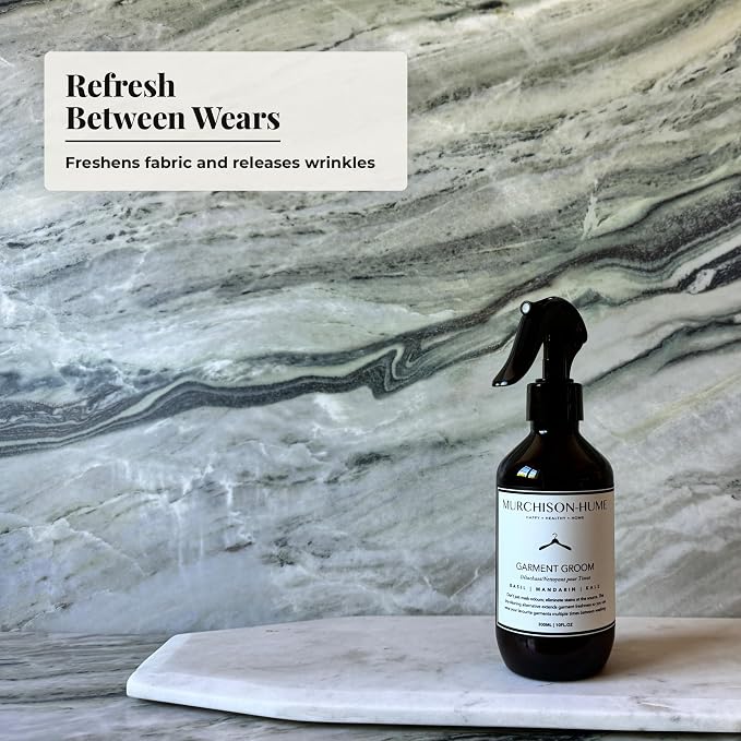 Murchison-Hume Garment Groom Fabric Freshener, Air Freshener, Odor Fighter, Laundry Treatment and Stain Remover, Basil Mandarin Kale