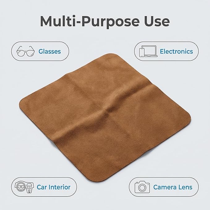10 Pack Microfiber Cleaning Cloths, Premium 110D Scratch-Free & Lint-Free Clean Cloth for Eyeglasses, Phone Screen, Camera Lens, VR/AR Headset, Car Mirror, Reusable & Washable (Coffee&Black, 6.9*5.7)