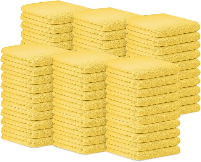 Avalon Towels Bar Towels (Pack of 60) Size 14x17 Inches – 100% Cotton, Absorbent and Reusable Cleaning Rags, Multipurpose Cleaning Towels, Terry Cloth Rags, Durable Shop Rags (Yellow)