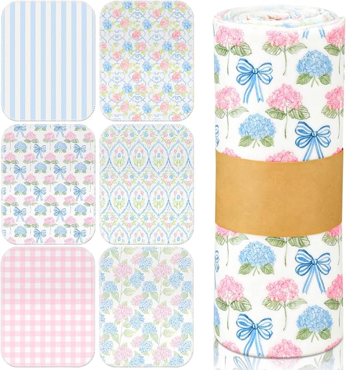 Reusable Cleaning Cloths Washable Cotton Kitchen Dish Towels for Home Party Supplies Bulk, 9.84x11.81in (36 Pack,Pastel Hydrangea)