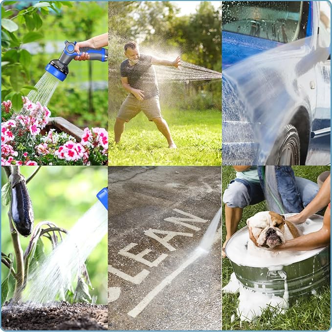 Hose Nozzle 10 Adjustable Patterns Garden Hose Nozzle Premium High Pressure Water Hose Nozzle with Thumb Control Design Hose Sprayer Nozzle for Garden & Lawns Watering, Cleaning, Pets & Car Washing