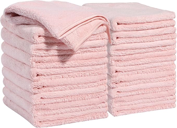 JOYMOOP Microfiber Cleaning Cloths, 11.8" x 11.8" Pink Reusable Kitchen Towels, Lint-Free Cleaning Rags, Super Absorbent Cleaning Cloths for Kitchen, Car, and Household Cleaning, 18 Packs