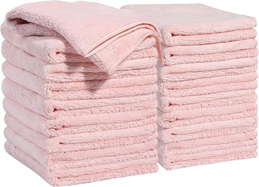 JOYMOOP Microfiber Cleaning Cloths, 11.8" x 11.8" Pink Reusable Kitchen Towels, Lint-Free Cleaning Rags, Super Absorbent Cleaning Cloths for Kitchen, Car, and Household Cleaning, 18 Packs