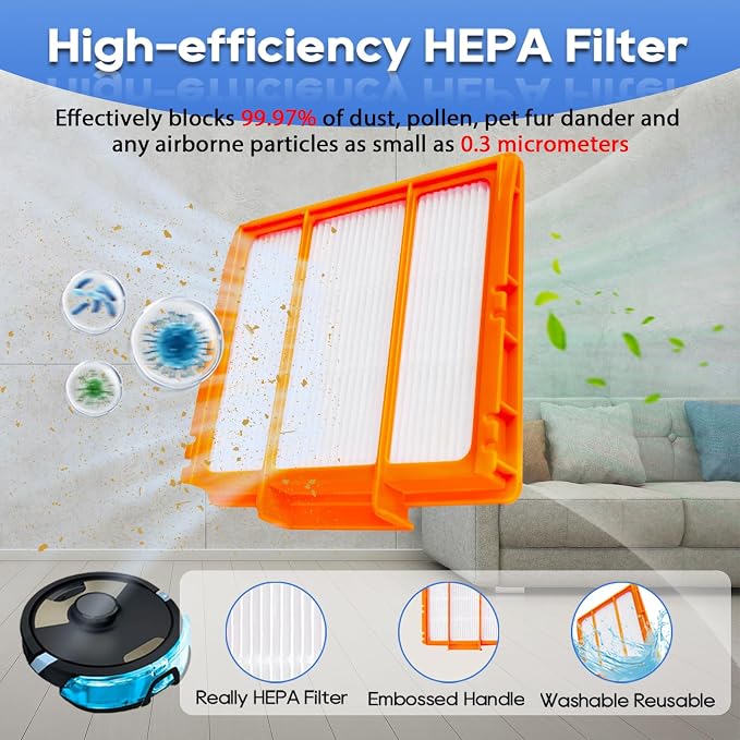 Mop Pads Compatible for Shark RV2610WA RV2620WA RV2410WD AV2610WA | AI Ultra 2- in-1 Matrix Clean Robot Vacuum models Spare Parts Accessories, 8 Mop Pads, 2 HEPA Filter, 4 Side Brushes
