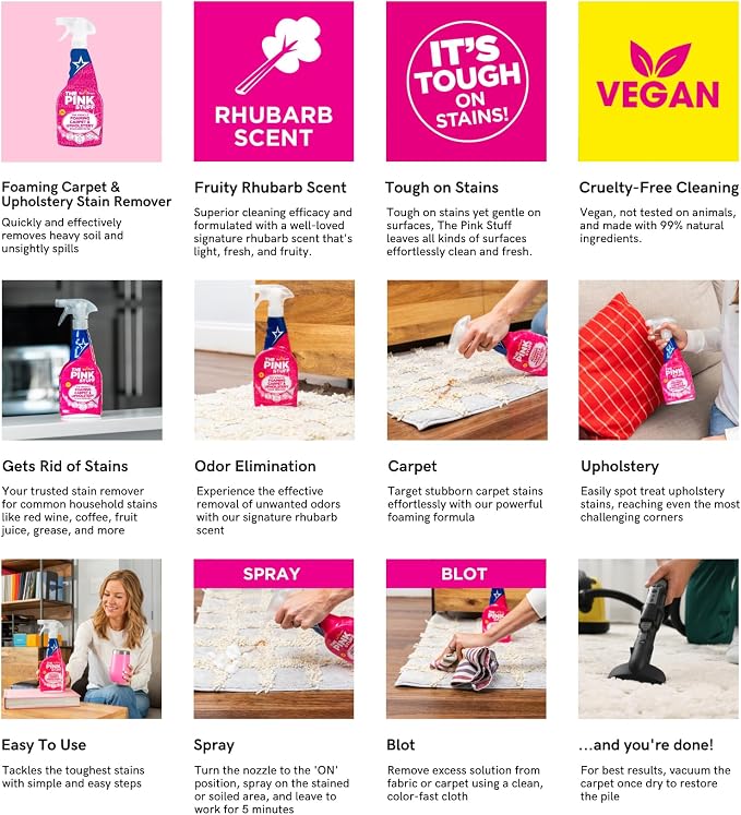 Stardrops - The Pink Stuff - The Miracle Foaming Carpet & Upholstery Stain Remover (Pack of 2)