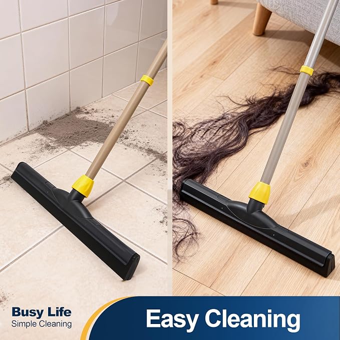 Yocada Floor Squeegee Scrubber Adjustable Telescopic Pole Heavy Duty 54.3" | Household Broom EVA Foam Blade for Garage Courtyard Shower Bathroom Floor Marble Glass Tile Water Foam Cleaning