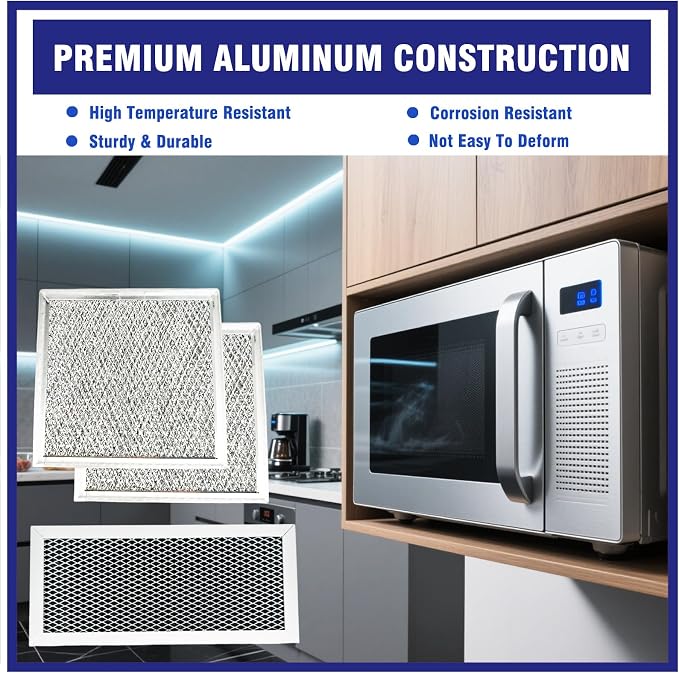 3 Pcs Microwave Charcoal and Grease Filter Mesh Set Fit for Samsung ME19R7041FS, ME19R7041FS/AA, ME19R7041FT, ME19R7041FT/AA, ME19R7041FB, ME19R7041FB/AA
