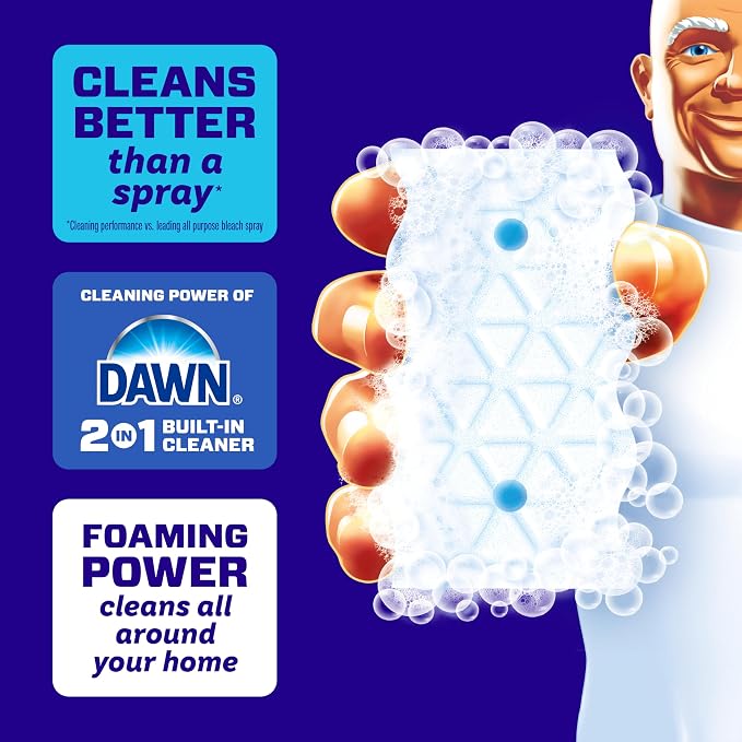 Mr. Clean Magic Eraser Foaming Sponge, All Purpose, Dawn Cleaning Power, Wall Cleaner, Sneaker Cleaner, Oven Cleaner, Kitchen, Bathroom, Shower Cleaning Supplies, Scrubber, Ultra Foamy, 7ct