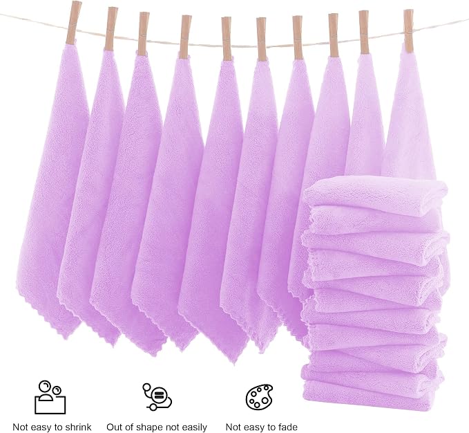 MOONQUEEN Ultra Soft Premium Washcloths Set - 12 x 12 inches - 72 Pack - Quick Drying - Highly Absorbent Coral Velvet Bathroom Wash Clothes (Purple)