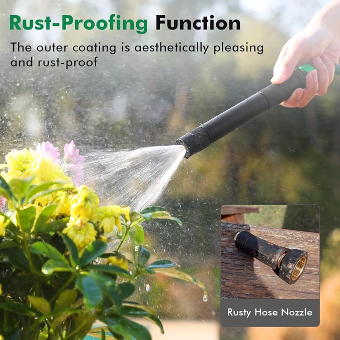 RESTMO Water Hose Nozzle, Heavy Duty Garden Hose Sprayer Nozzle for Outdoor | Metal Hose Nozzle, Anti-Rust Coating, Leak-proof, Adjustable 3 Spray Patterns, Ideal for Patios & Floors & Cars, Black