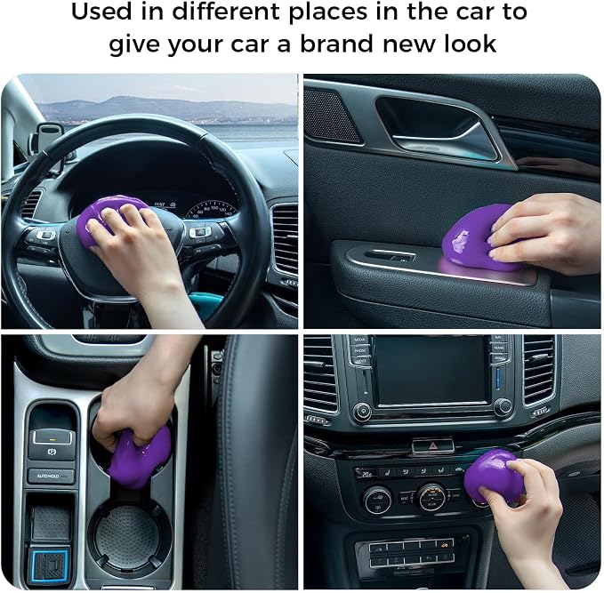 ColorCoral Cleaning Gel for Car Universal Gel Cleaner Auto Detailing Car Vent Keyboard Cleaning Putty Car Interior Cleaner Dashboard Dust Remover Putty Auto Duster Cleaning Kit 160G - Purple | Universal Cleaning gel for Car Interior electronic Detailin...