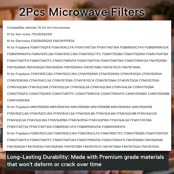 2Pcs Microwave Filters Fit for Frigidaire FGMV17WNVFA FMV152KSA FMV152KBA FMV152KMA FMV152KQA FMV152KWA FMV157GBA Oven Parts