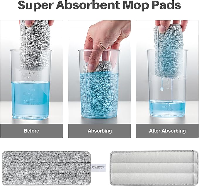 JOYMOOP Wall Mop and Bucket Set, Hands-Free Flat Floor Mop with 3 Washable Microfiber Pads, Wet and Dry Use, Ideal for Home and Commercial Floor Cleaning
