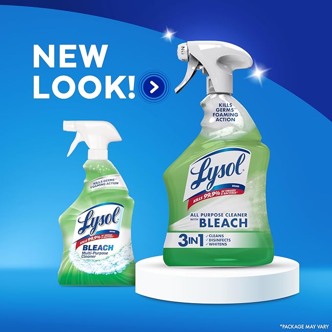 Lysol Multi-Purpose Cleaner Sanitizing and Disinfecting Spray with Bleach, All Purpose Cleaning Spray for Bathrooms and Kitchens, 32oz