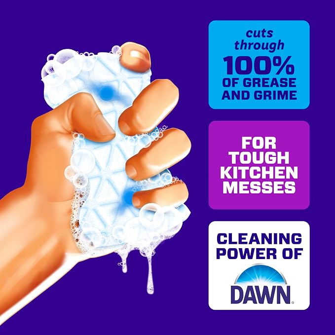 Mr. Clean Magic Eraser Foaming Sponge, Kitchen Grease Eraser, Dawn Cleaning Power, Oven Cleaner, Clean Scent, 6ct