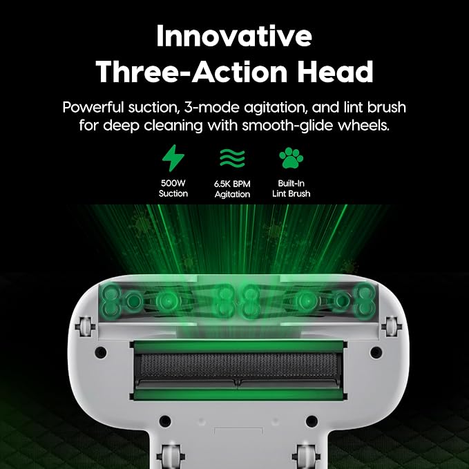 IRIS USA Handheld Corded Mattress Vacuum Cleaner, 6,500 BPM Agitator, 120V | Dust Sensor, Cyclonic HEPA Filter, Pet Hair Remover, Washable Filter