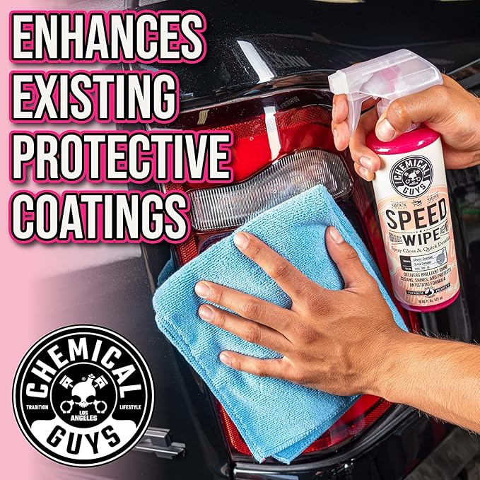Chemical Guys, Speed Wipe Quick Detailer Spray, High Gloss, Cherry, 32 oz | Spray-and-wipe detailer adds instant streak-free gloss on paint, glass, wheels and trim between washes, cherry