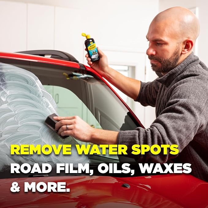 Invisible Glass 91411 Glass Stripper Water Spot Remover Kit – Cerium Oxide Based Auto Glass Polish for Windshields, Hard Water Spots, Road Films & Old Coatings – 4 Fl Oz