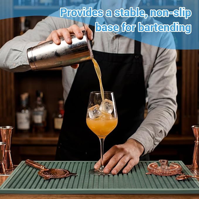 ZJWZLG Bar Mat - Premium 18"X12" Rubber Bar Mats for Countertop, Non-slip Dish Drying Pad & Bartender Mat with for Fast Drying, Ideal Bar Tools for Home Bar, Cocktail Set, And Kitchen Use(Green)