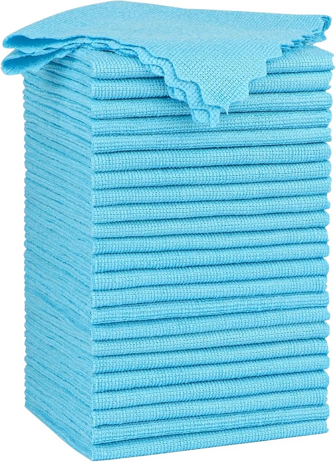 Orighty Microfiber Cleaning Cloth - 24 Pack, Blue Cleaning Rags 12x11 inch | Microfiber Towels for Cars, Highly Absorbent Household Cleaning Supplies, Reusable Lint Free Cloths for House, Kitchen