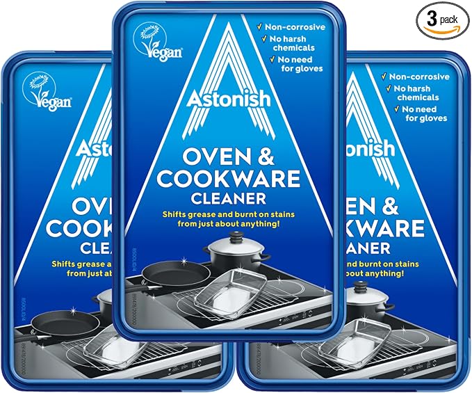 Astonish Oven & Cookware Cleaning Paste For Glass, Appliances, Ceramics, Stovetop & Pyrex - All Purpose Kitchen Cleaner - Stainless Steel Degreaser Removes Baked On Grease & Grime, 150g Tub (3 Pack)