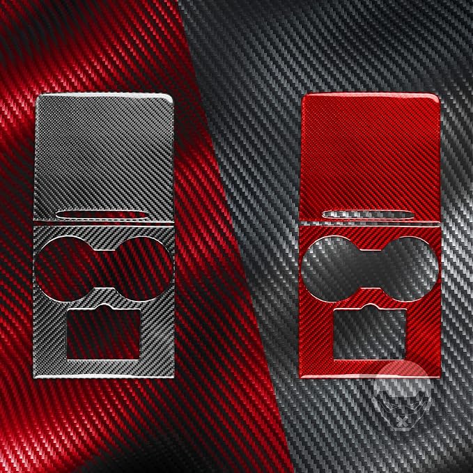 Red Real Carbon Fiber Trim for Tesla Accessories | for Model 3 2017-2022 / Model Y 2020-2024 Center Console Decoration Panel Sticker Interior Thick Overlay Decal - A