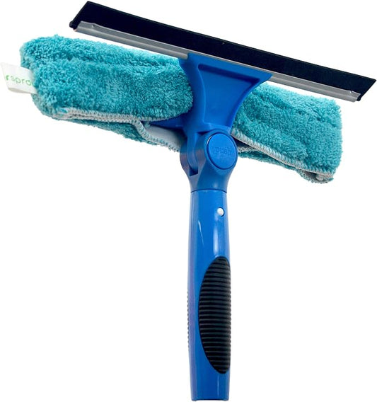 EVERSPROUT Swivel Squeegee & Microfiber Window Scrubber, Attachment Only | 2-in-1 Window & Glass Cleaning Combo, Fits Any Standard Pole, Swivels to 7 Angles, 10-inch Blade, Machine Washable, Non-Slip