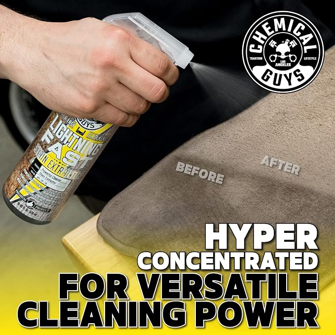 Chemical Guys, Lightning Fast Carpet & Upholstery Extractor, 16 oz, 2 Pack | Tackles coffee, soda, wine and pet messes on carpet, seats and mats, just spray, agitate and blot for a clean look