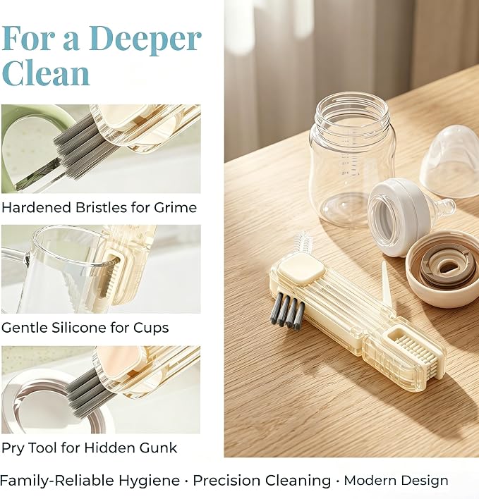 VIDONIO 4 in 1 Cup Lid Gap Cleaning Brush, Multifunctional Insulation Bottle Cleaning Tools, Mutipurpose Tiny Silicone Cup Holder Cleaner, Home Kitchen Cleaning Tools