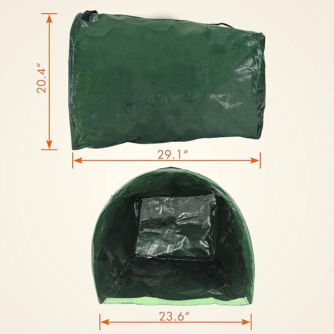 Gardzen 2 Pack 53 Gallon Dustpan Style Yard Waste Bags Reusable | Heavy Duty Collapsible Garden Leaf Bags with PE Material for Leaves, Grass Clippings and Lawn Debris, PE Fabric
