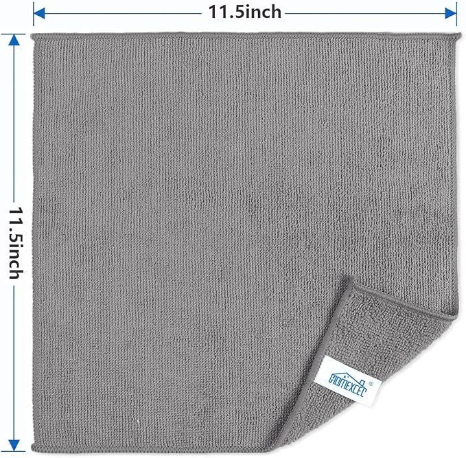 HOMEXCEL Grey Microfiber Cleaning Cloth 400 Pack, Microfiber Towel for Cars, Lint Free, Scratch-Free, Highly Absorbent, and Cleaning Rags for House, Window and Glass, Cars, TV Screen 11.5 X11.5 inch