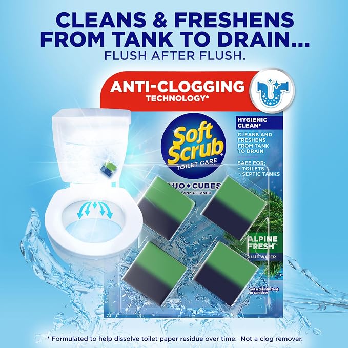Soft Scrub in-Tank Toilet Cleaner Duo-Cubes, Alpine Fresh, 4Count (Pack of 7)