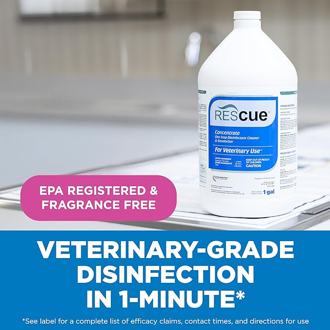 REScue One-Step Disinfectant Cleaner & Deodorizer, For Veterinary Use, Animal Shelters, Pet Foster Homes, Kennels, Litter Box, Concentrate, 1-Gallon (Pack of 4)