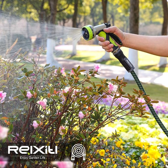 Relxitl Garden Hose, Flexible Water Hose, Ultra Lightweight Non-Expanding hose with 10 Function Sprayer, Leak proof, Pressure Resistant for Yard, Outdoor (Green, 100FT)