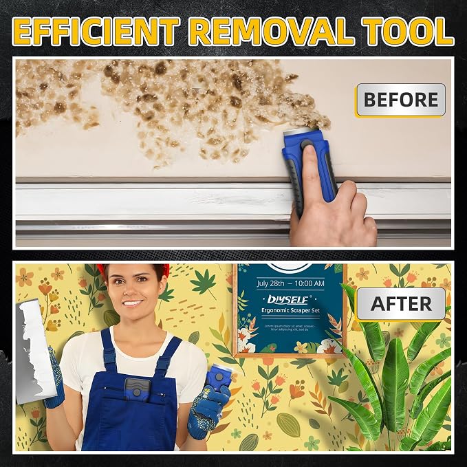 DIYSELF Razor Scraper with 15 Extra Razor Blades, Stove Top Cleaner Tool | Paint Scraper for Stickers, Labels, Glue and Residue on Glass, Metal and Tile, Razor Scraper with Built-In Blade Storage