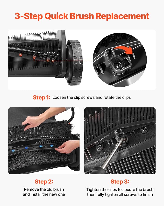 VEVOR 3 Packs Lawn Sweeper Brush Replacement, Compatible with VEVOR 30 in Lawn & Leaf Collector Sweepers, Yard Sweeper Brush Paddle with Durable V-Shaped Bristles for Easy Grass Leaf Cleanup | Compatible with Our 30 in Lawn & Leaf Collector Sweepers, D...
